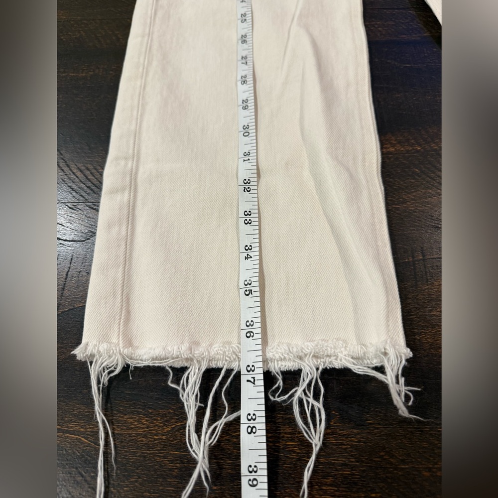 Frank & Eileen Monaghan Ivory High Rise Straight Crop Raw Hem Jeans 30 - Picture 8 of 15